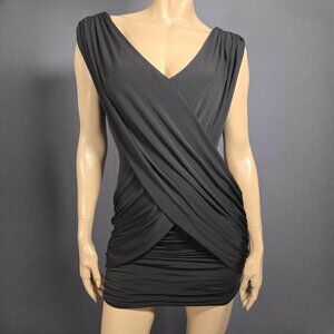 BCBGMAXAZRIA Black Draped Mini Dress Size XS Party Cocktail Club 2000s Y2K